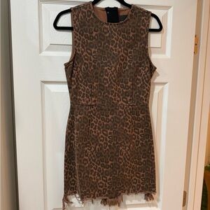 Alexander wang denim leopard mini dress